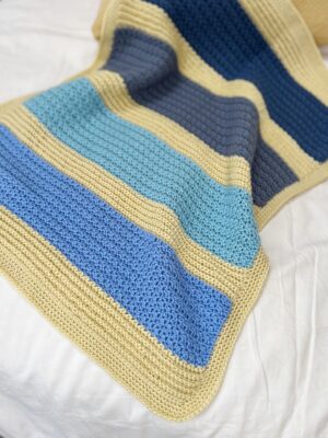 Striped Baby Blanket Crochet Pattern In Sizes Hanjan Crochet