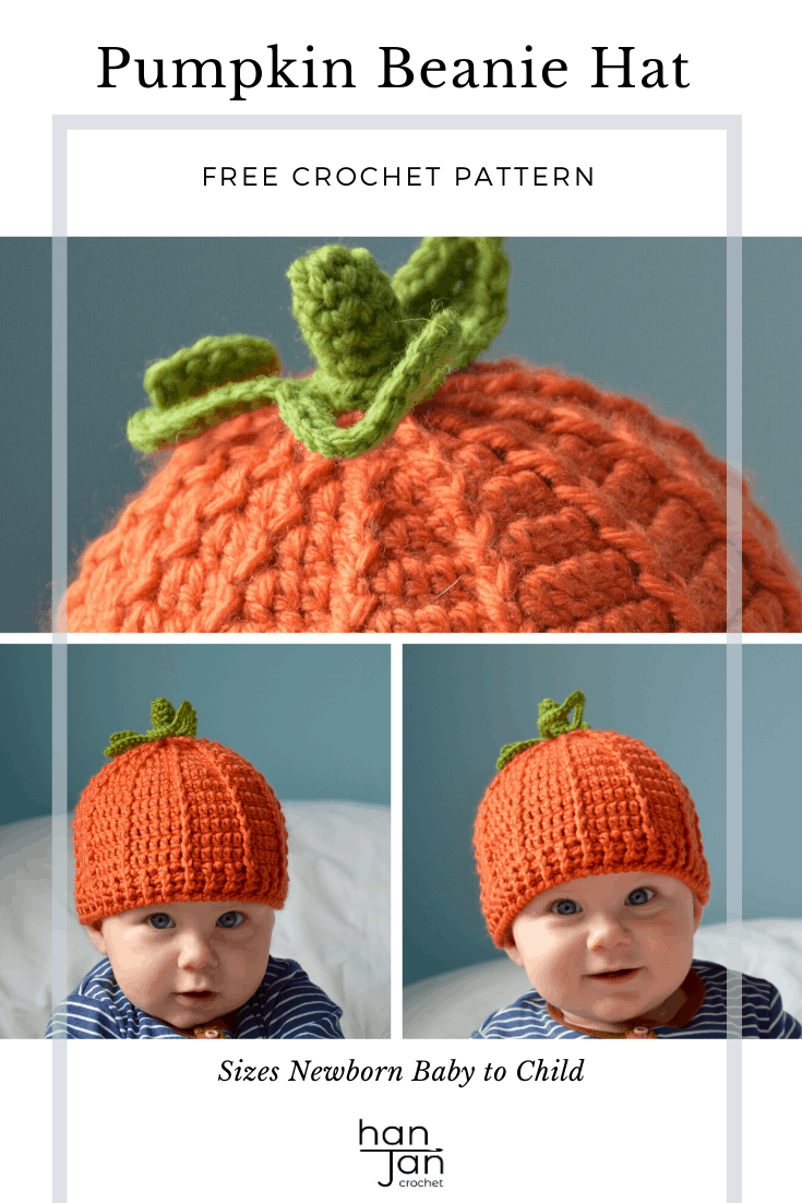 The Pumpkin Beanie - Free Crochet Pumpkin Hat Pattern - Hanjan Crochet