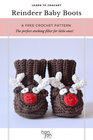 Reindeer Crochet Baby Booties - Free Crochet Pattern | HanJan Crochet