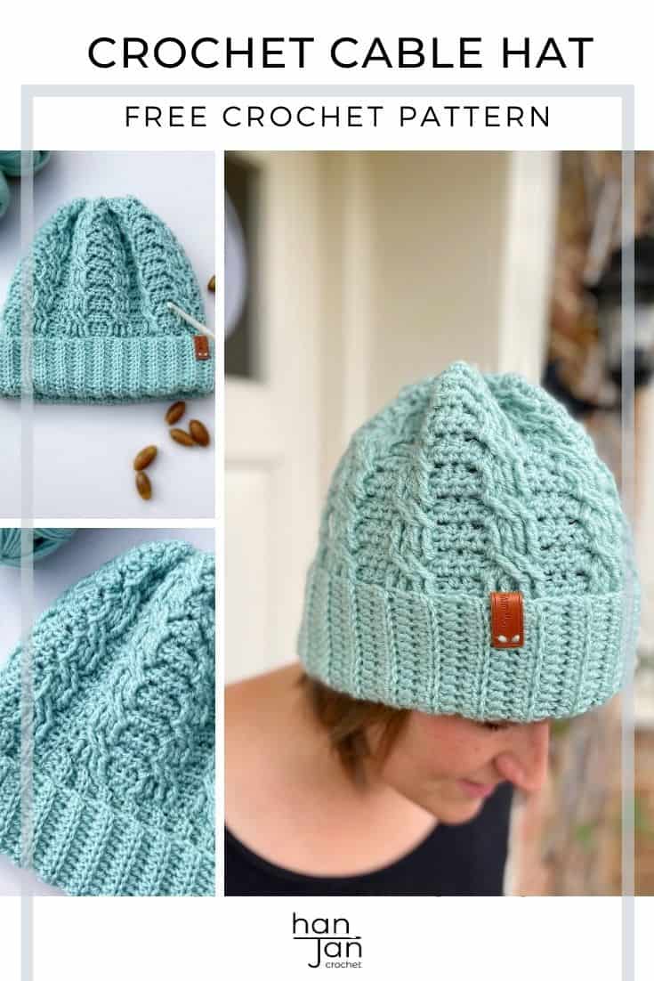 Crochet Cable Hat Free Winter Beanie Crochet Pattern HanJan Crochet