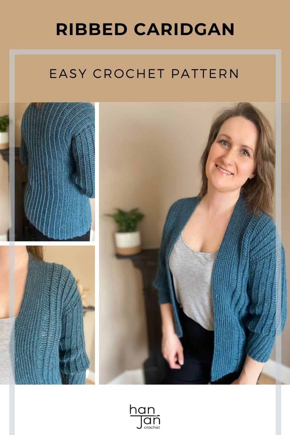 Easy Knit-look Crochet Cardigan Pattern - Sydney Cardigan - HanJan Crochet