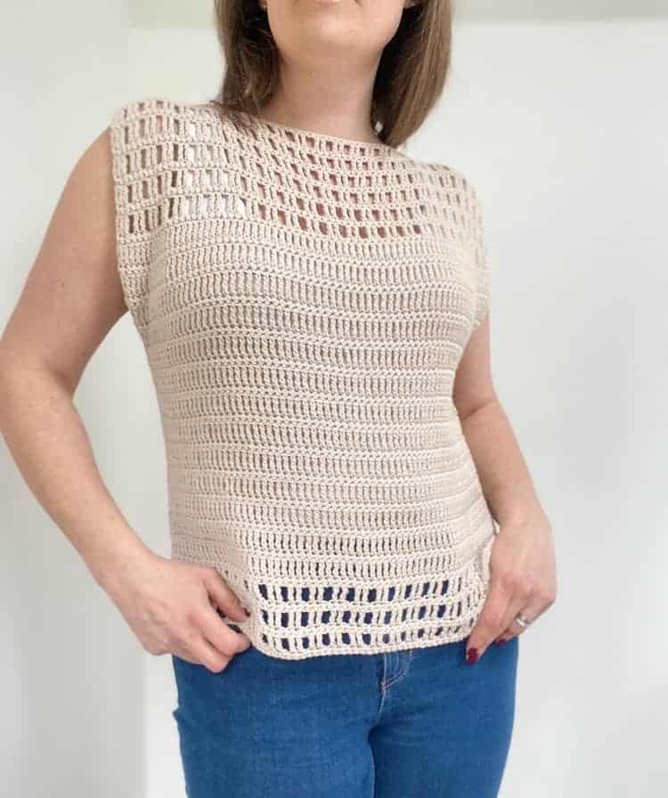 Elegant Brown Crochet Top with Swirl Design