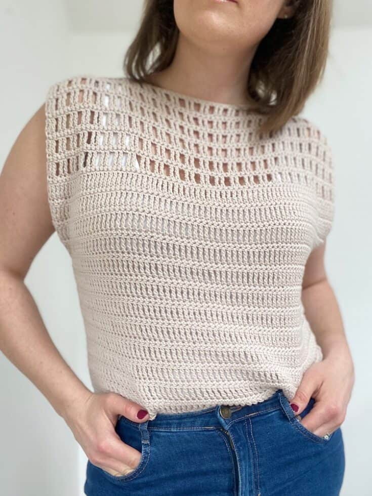 Quick and Easy Crochet Top Pattern - The Eyelet Lace Tee - HanJan Crochet