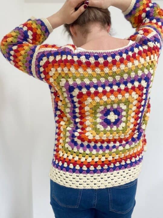 Rainbow Granny Square Sweater - Free Beginner Crochet Pattern | HanJan ...