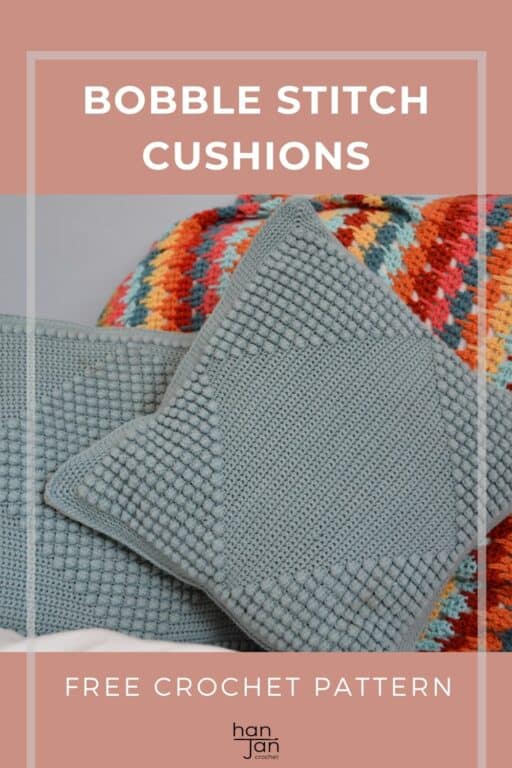 Modern Diamond Bobble Stitch Crochet Cushion Pattern | HanJan Crochet