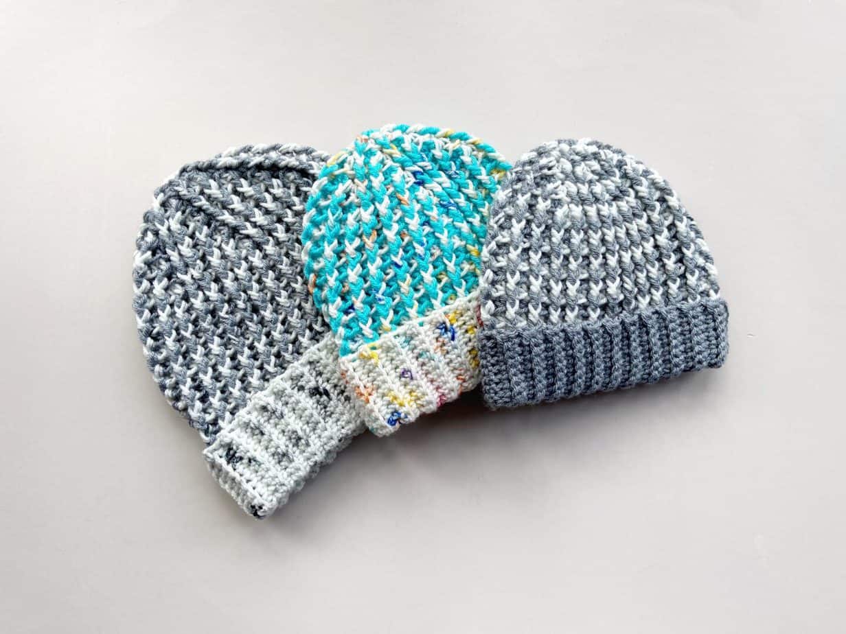 preemie crochet hat with child and adult size ones too