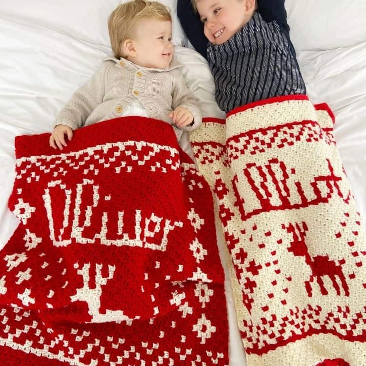 Personalised c2c Christmas Crochet Blanket Pattern and Present Sack