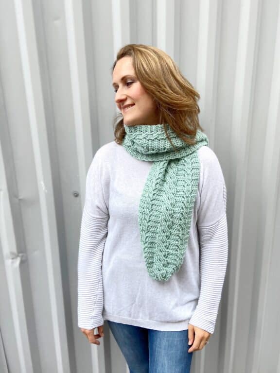 Modern Mint Cable Crochet Scarf Pattern | HanJan Crochet