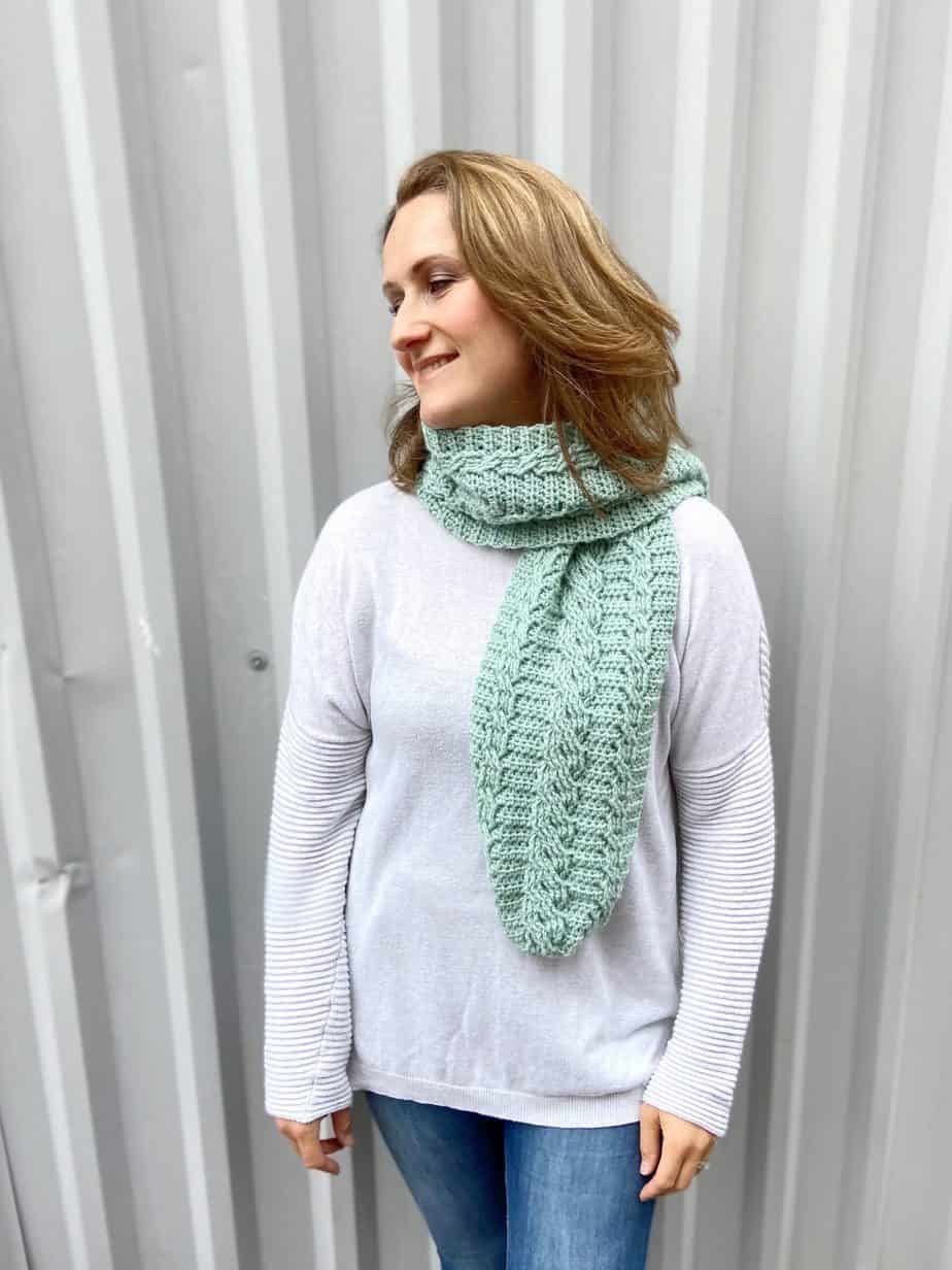 Modern Mint Cable Crochet Scarf Pattern | HanJan Crochet