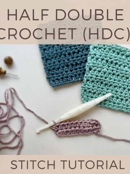 images showing how top crochet a half double crochet stitch