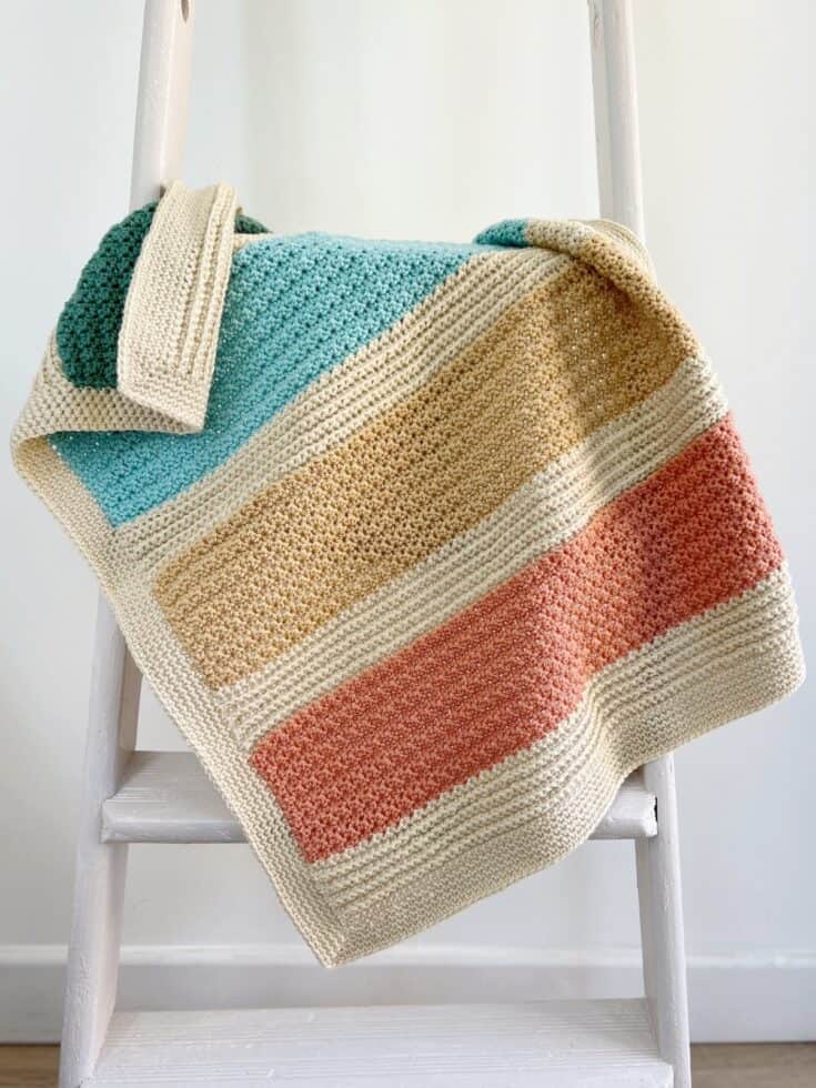 Striped Baby Blanket Crochet Pattern in 5 Sizes | HanJan Crochet