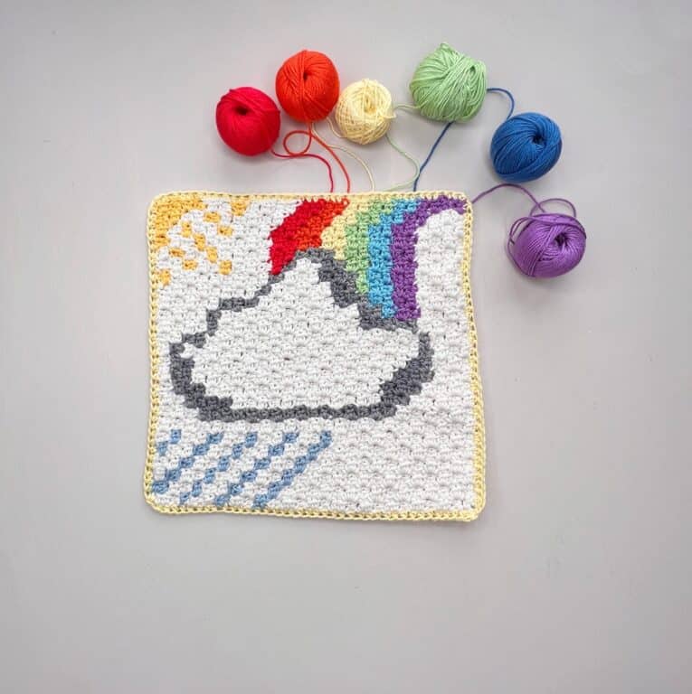 C2C Square Pattern with Crochet Rainbow | HanJan Crochet