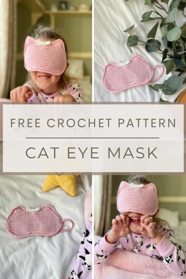 Crochet Eye Mask Pattern with Cat Ears and Bow