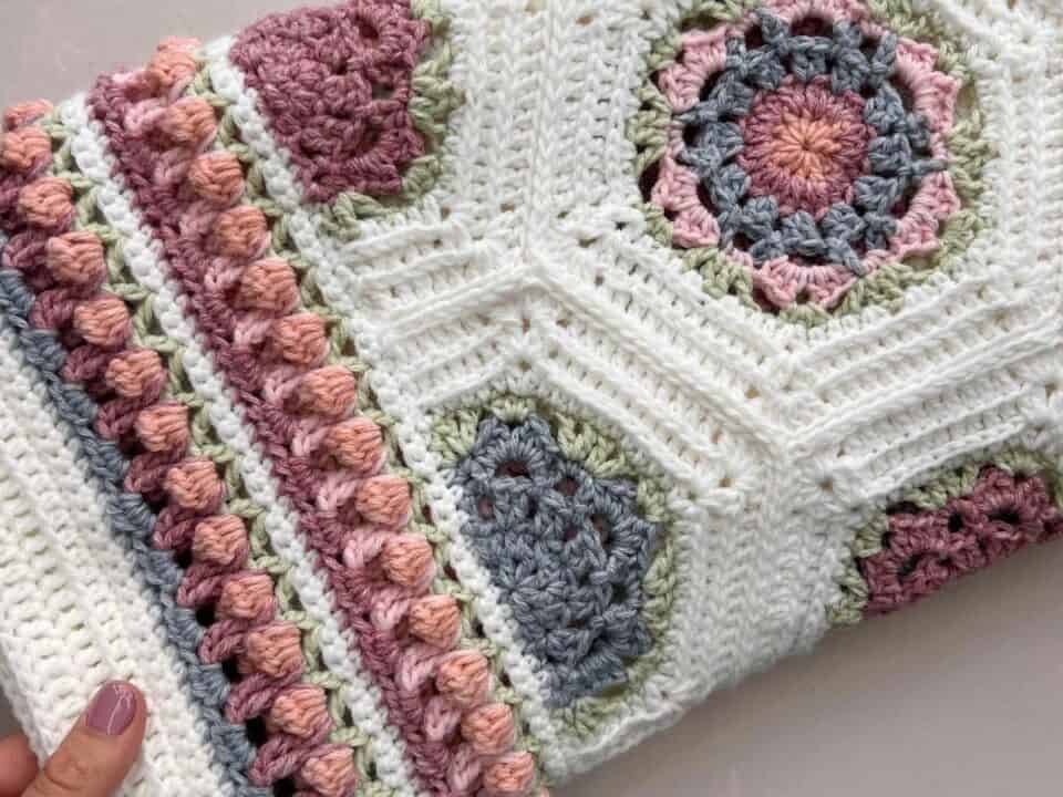 Crochet Hexagon Flower Motif - Time to Bloom Blanket | HanJan Crochet