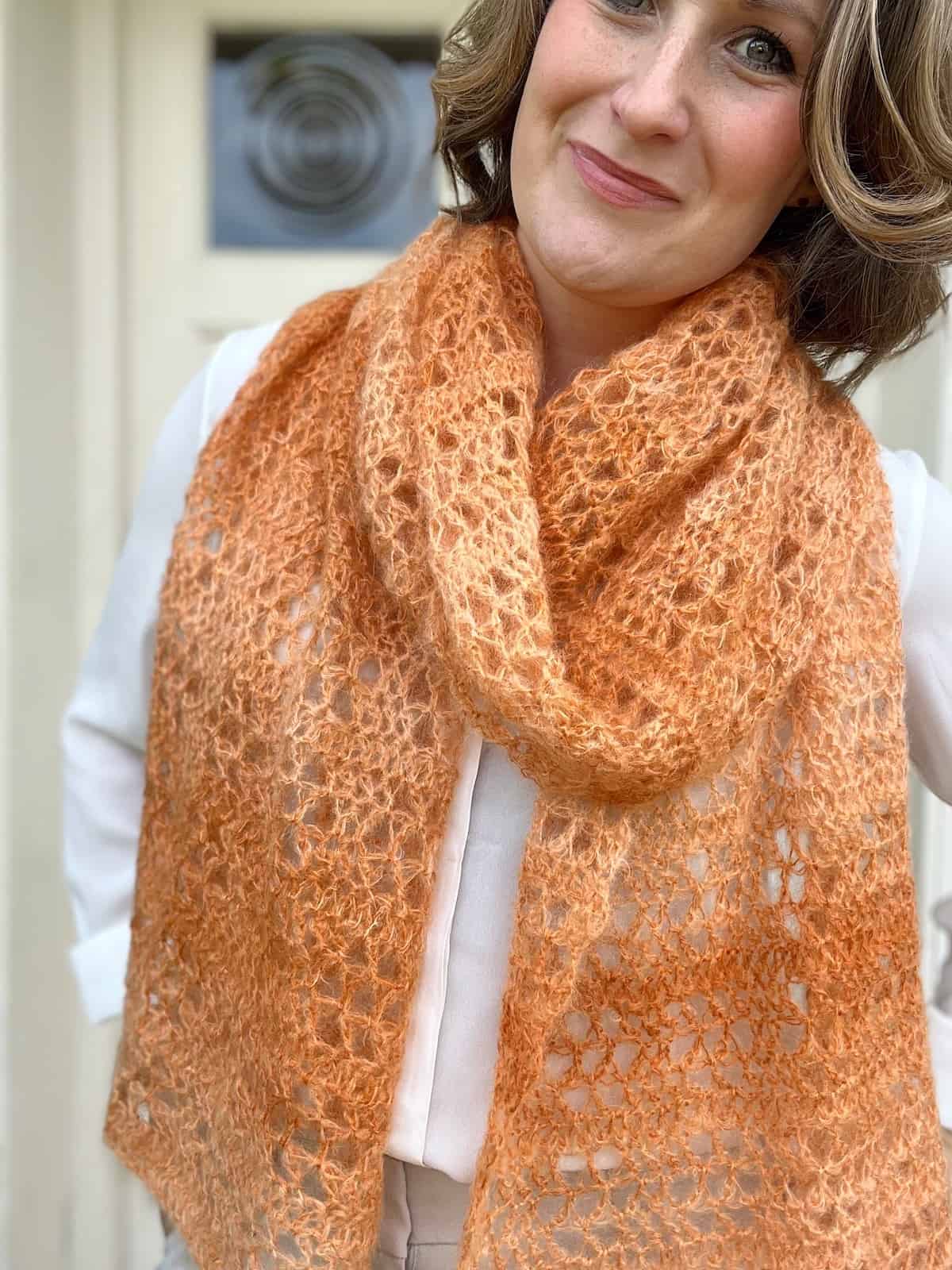 Elegant Scarf Crochet Pattern - Orange Blossom