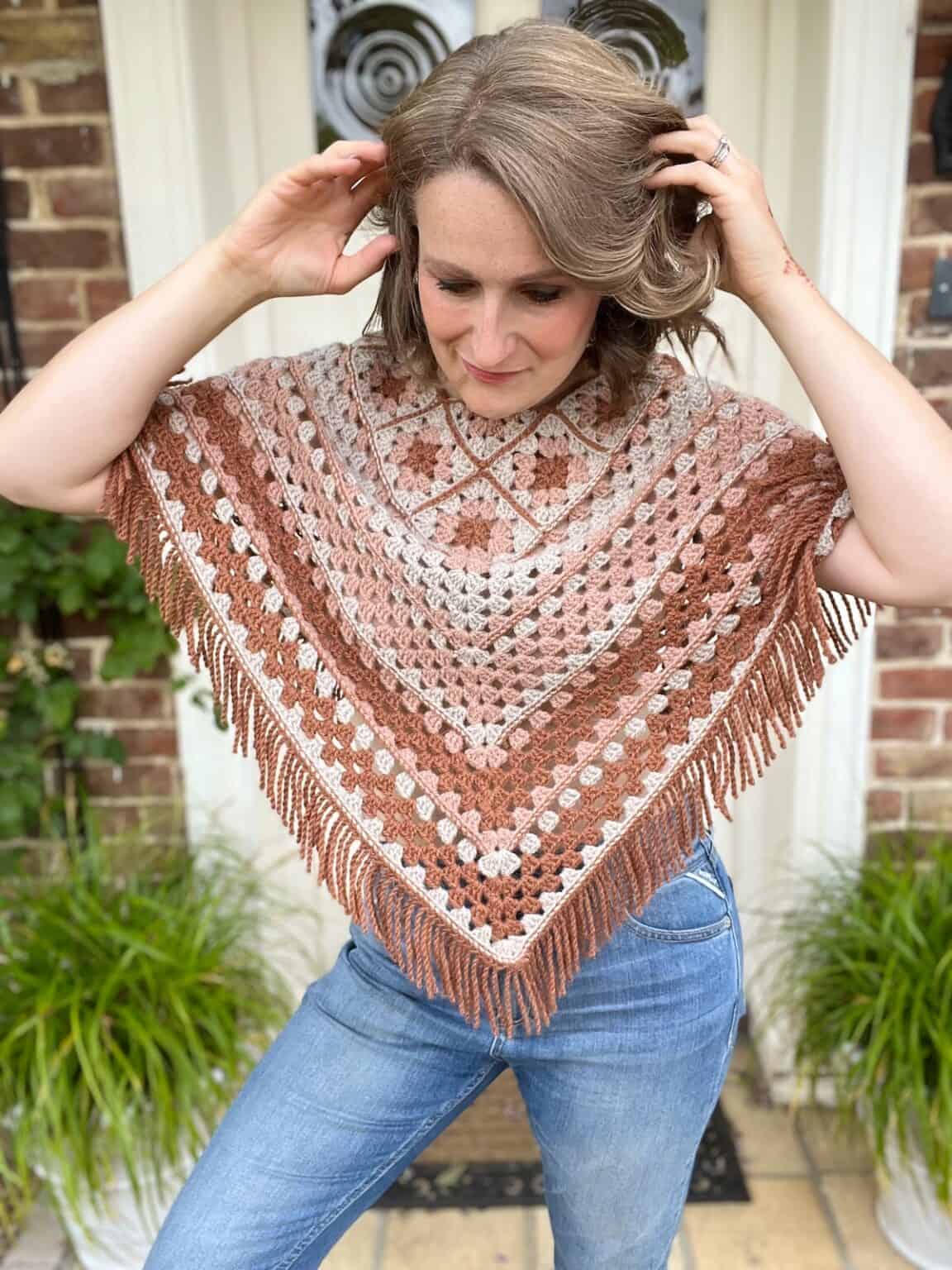 Granny Square Poncho Pattern with optional sleeves | HanJan Crochet